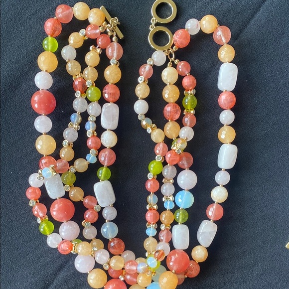 Anne Klein Pink and Orange Beaded Necklace - Picture 3 of 8
